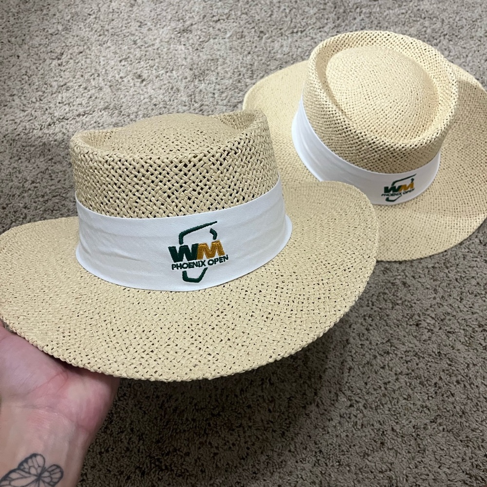 Head Tan and White Sun Hat with Wide Brim